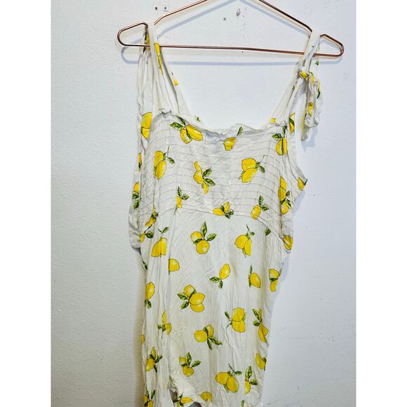 SLATE & WILLOW White Yellow Lemon Print Tie Straps Mini Dress Size Small - Picture 5 of 9